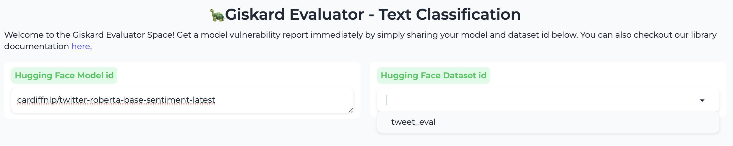 Input model ID and dataset ID
