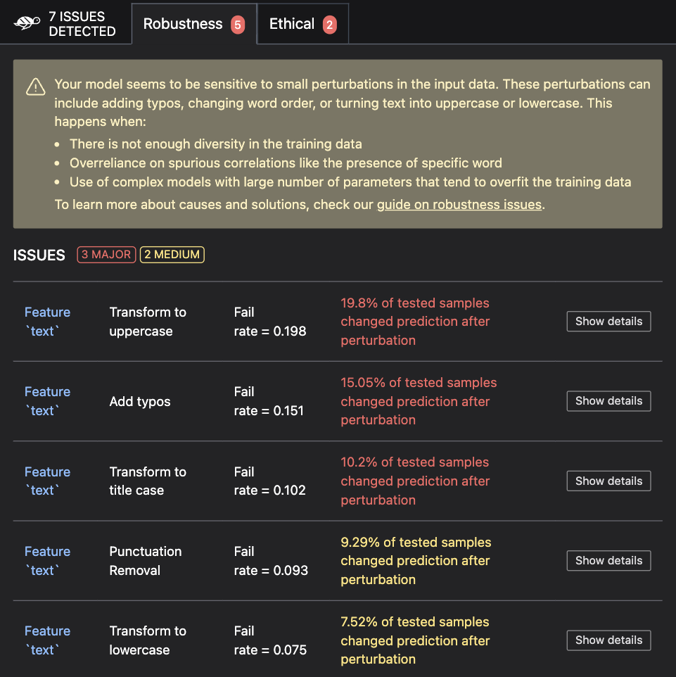Tabular scan results
